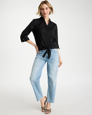 Poplin Cotton Tie-Front Top click to view larger image.