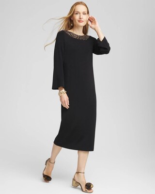 Travelers™ Rhinestone Scoopback Midi Dress click to view larger image.