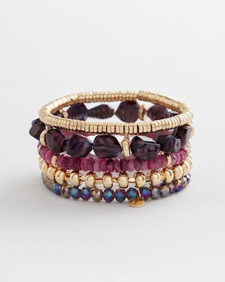 Purple Stretch Set of Five Bracelets
