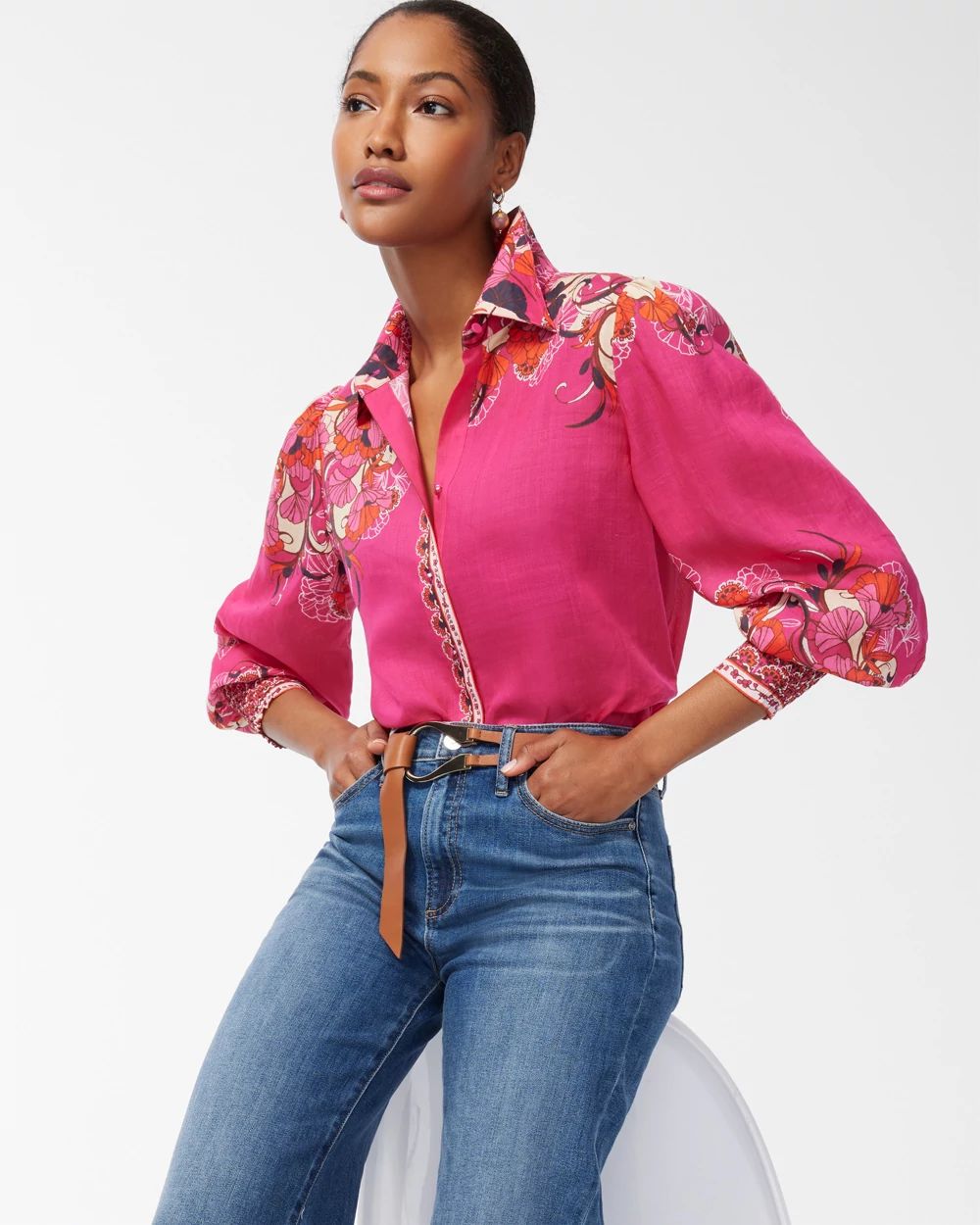 Floral Drama Sleeve Shirt