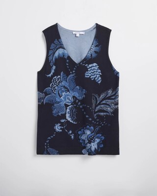 Spun Rayon Floral V-neck Tank