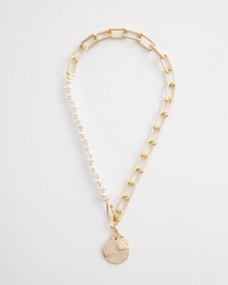 Gold Tone & Pearl Collar Necklace