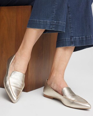 Gold Metallic Leather Loafer