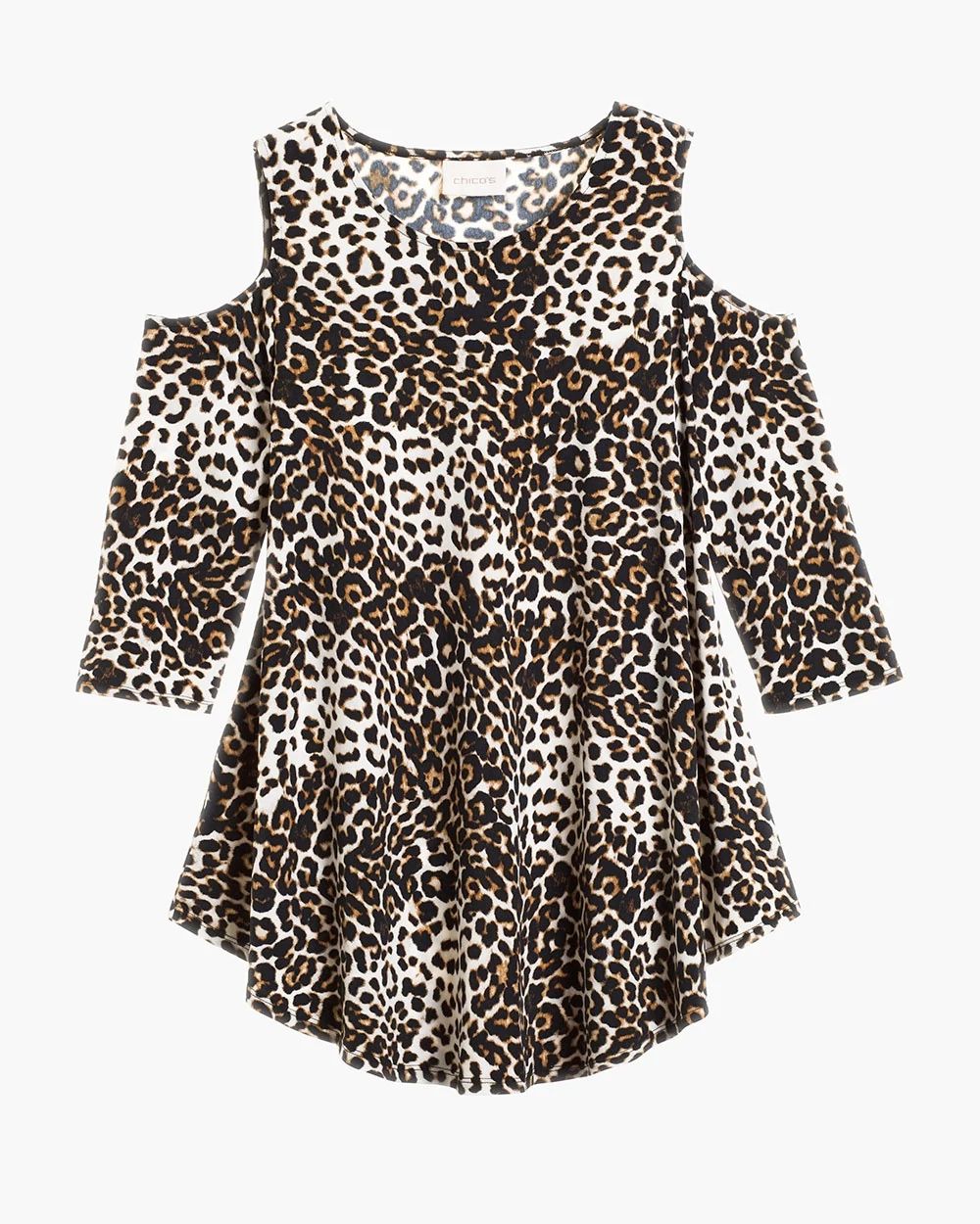 Leopard Print Heather Cold-Shoulder Top