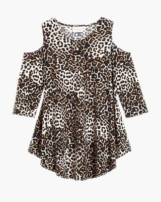 Leopard Print Heather Cold-Shoulder Top