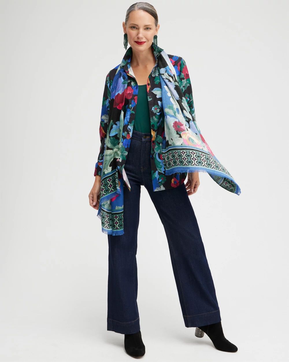 No Iron Stretch Floral Print Shirt