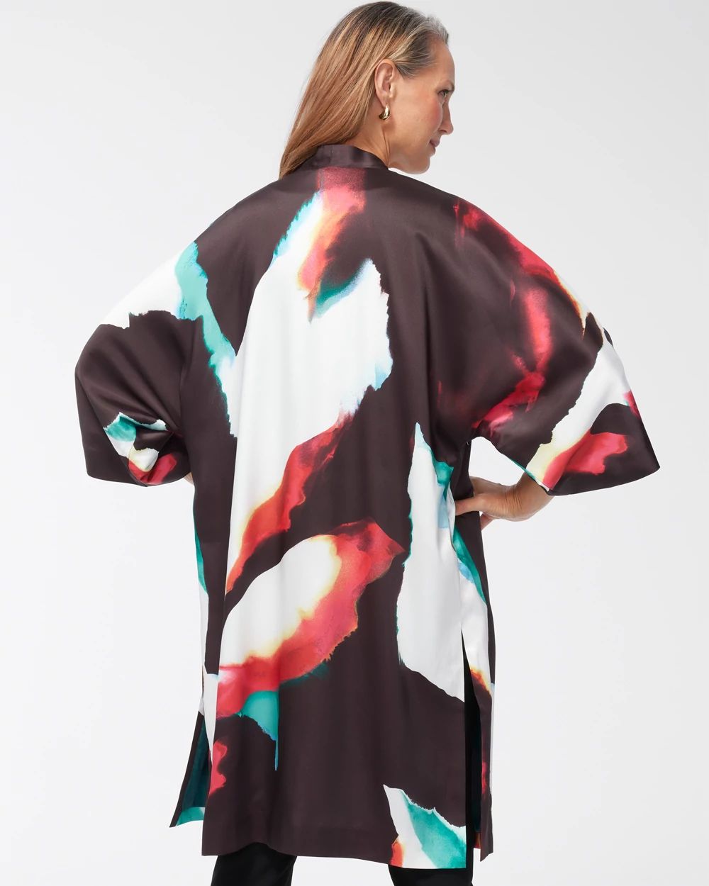 Abstract Print Long Kimono