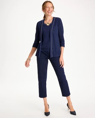 Linen Open Front Cardigan click to view larger image.