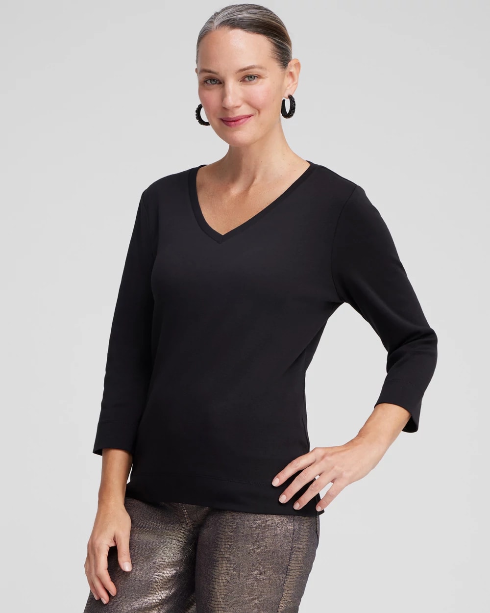 3/4 Sleeve V-Neck Tee