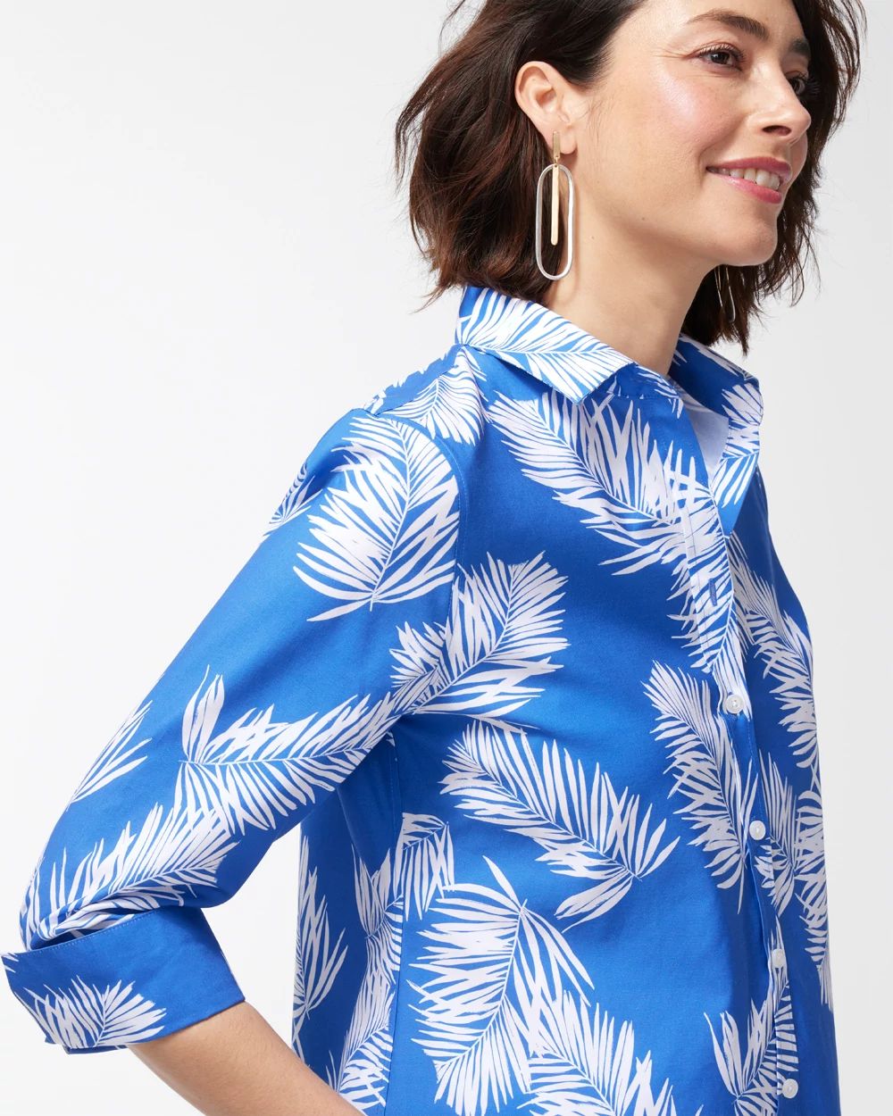 No Iron Stretch 3/4 Sleeve Palms Shirt