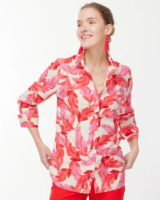 No Iron Stretch 3/4 Sleeve Feathers Shirt