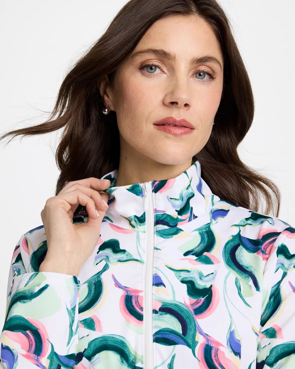 Zenergy® UPF Blooms Mock Zip Polo