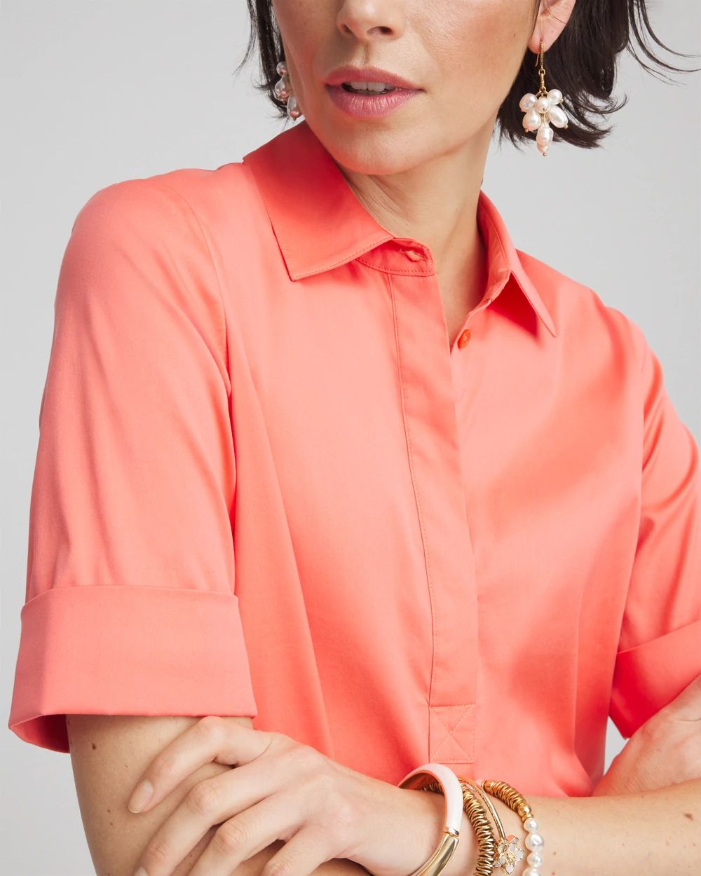 High-Low Hemmed Popover Shirtdress