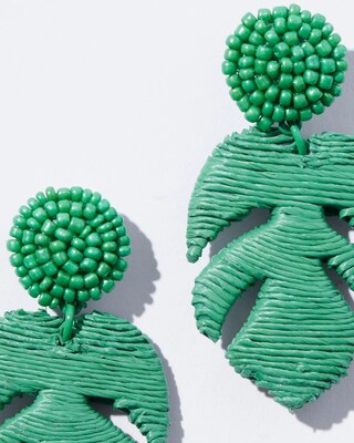 Beaded Leaf Drop Earrings
