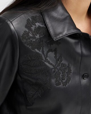 Faux Leather Applique Shacket