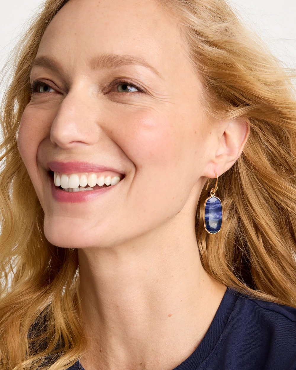 Genuine Lapis Lazuli Stone Drop Earrings