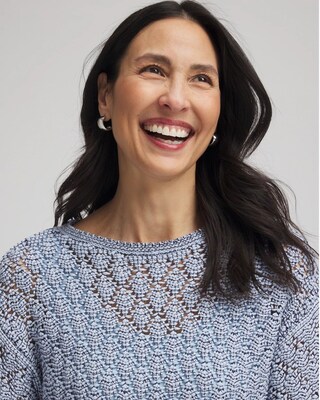 Pointelle Bateau-Neck Pullover Sweater click to view larger image.
