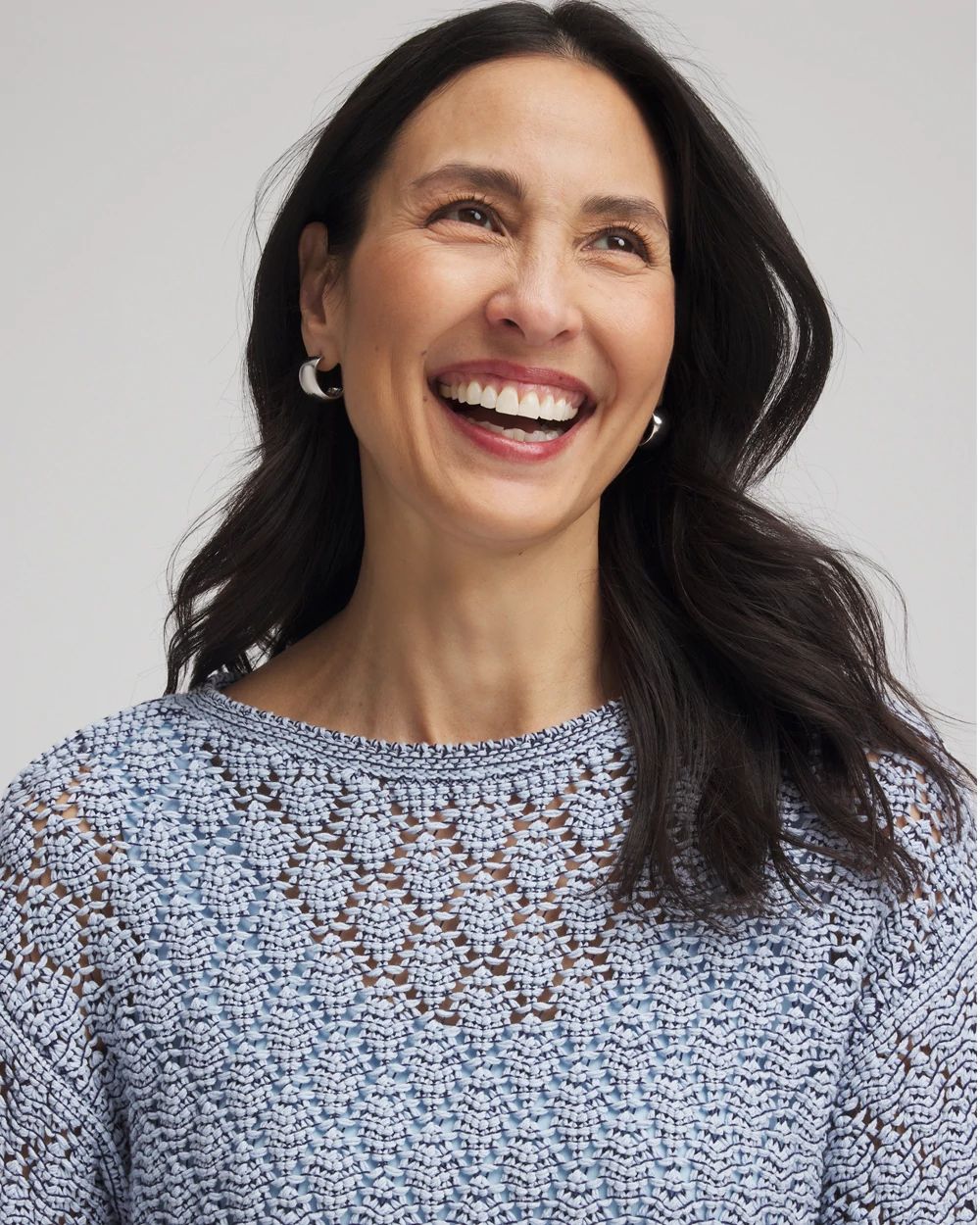 Pointelle Bateau-Neck Pullover Sweater