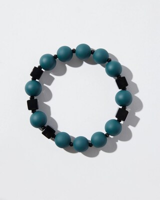 Matte Teal Square Stretch Bracelet