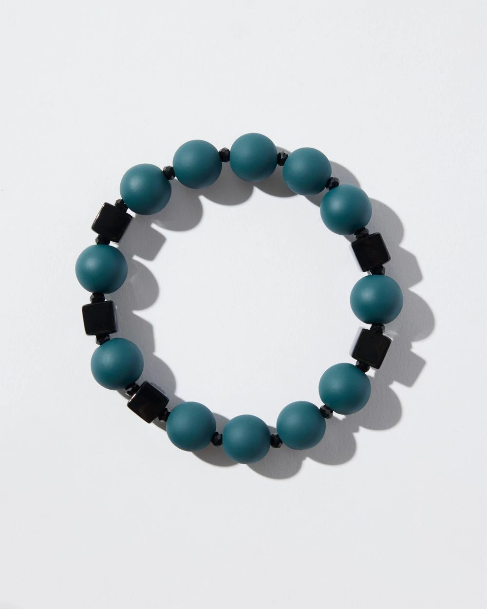 Matte Teal Square Stretch Bracelet