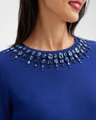 Gem Embellished Flare Sleeve Sweater click to view larger image.