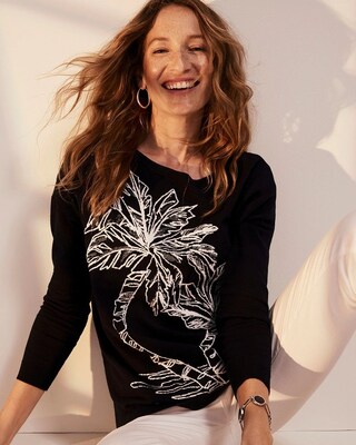 Jacquard Palm Tree Pullover