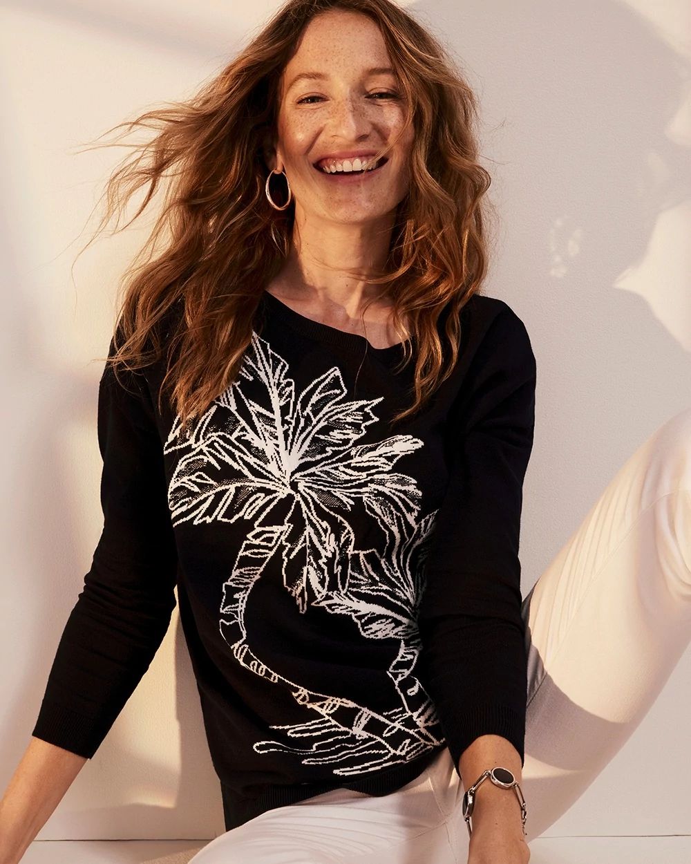 Jacquard Palm Tree Pullover