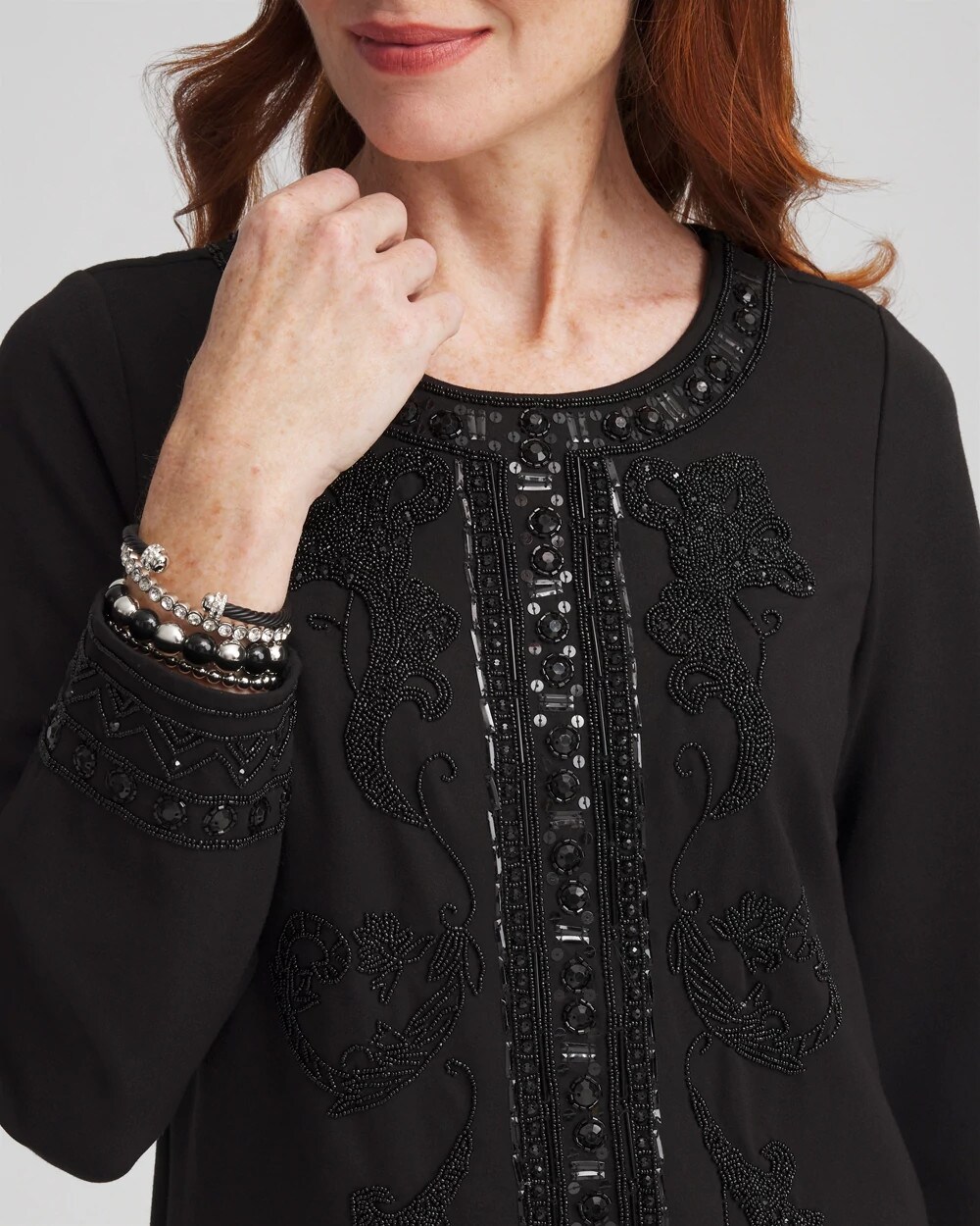 Embellished Ponte Sheath Dress