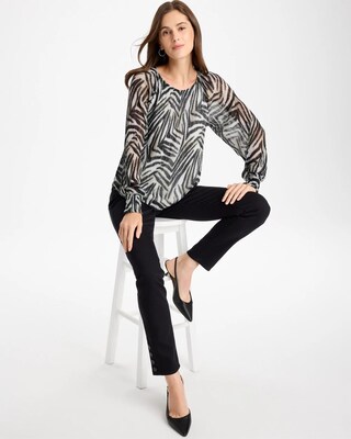 Zebra-Metallic Bodre Crinkle Mesh Top click to view larger image.