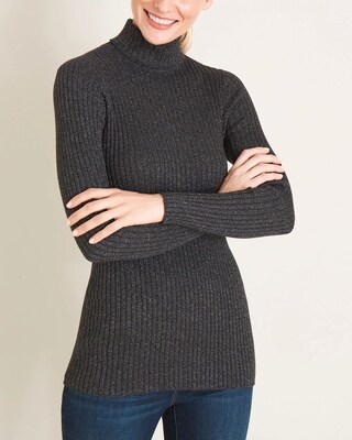 Lurex Ribbed Coolmax Turtleneck Sweater