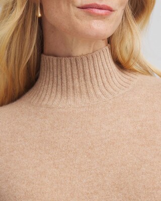 Cashmere Elbow Sleeve Mock Neck Sweater click to view larger image.