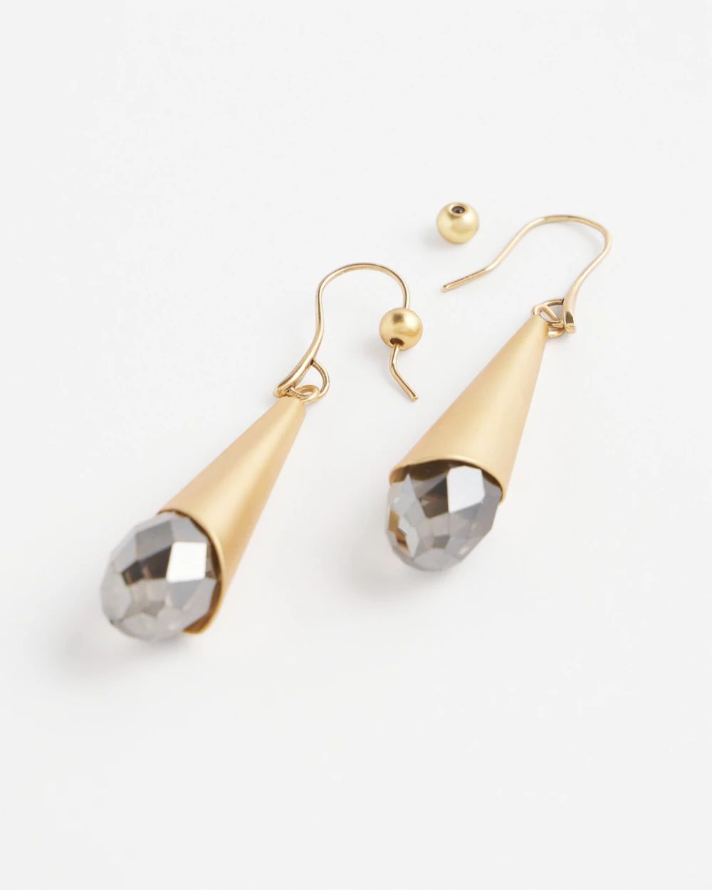No Droop™ Gold Tone Stone Drop Earrings