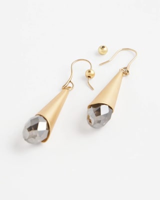 No Droop™ Gold Tone Stone Drop Earrings