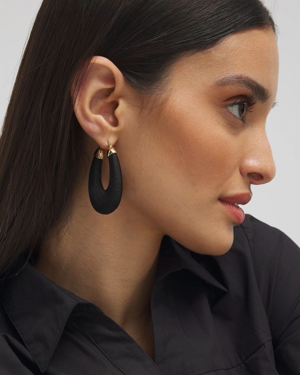 Black Thread Wrapped Hoops
