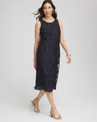 Travelers™ Mesh Appliqué Midi Dress click to view larger image.