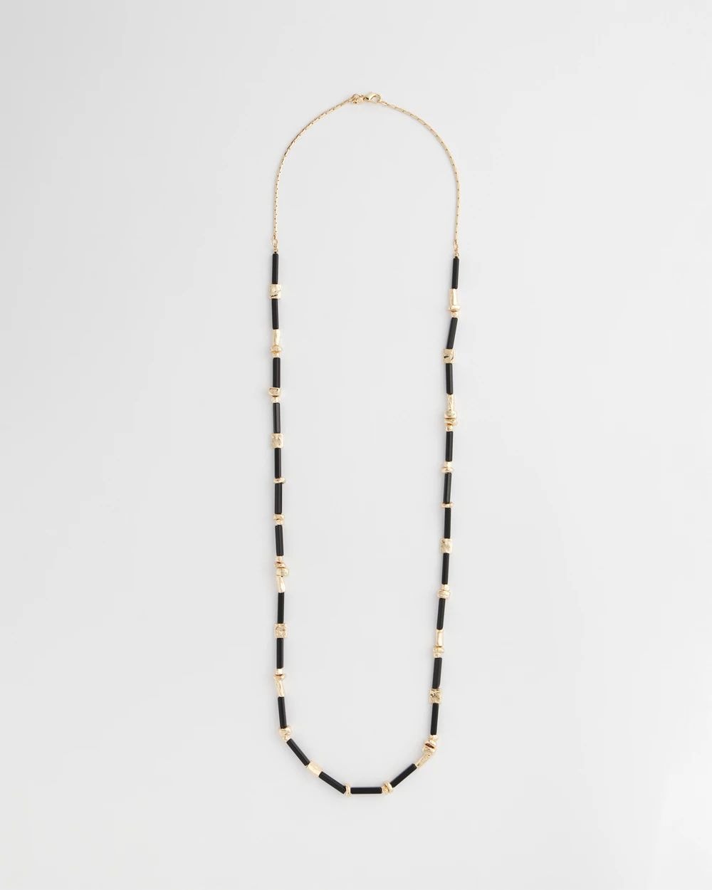 Black Enamel Long Single-Strand Necklace click to view larger image.