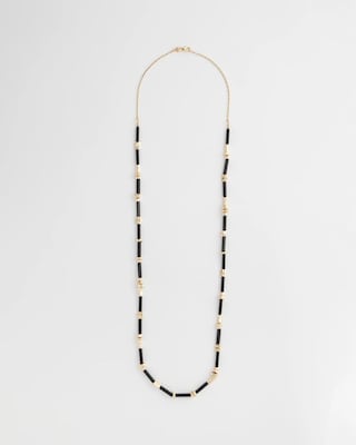 Black Enamel Long Single-Strand Necklace click to view larger image.