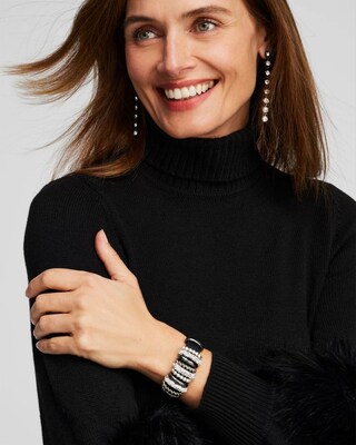 Silver Tone Leather Bracelet