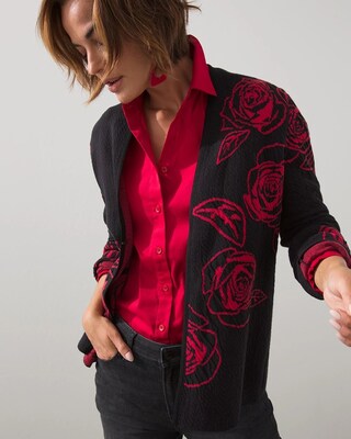Textured Jacquard Print Cardigan