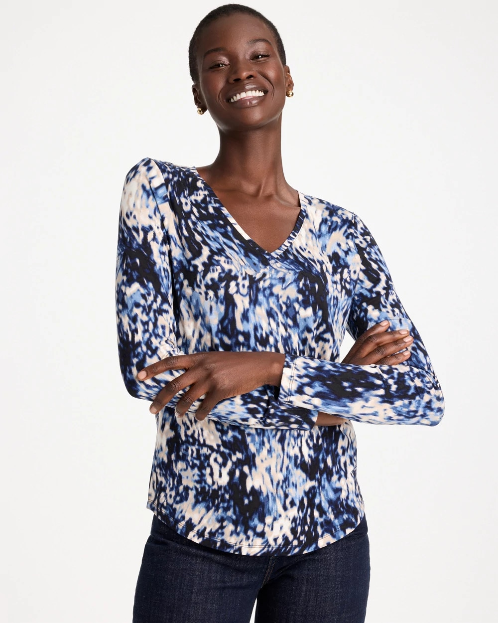 Swirled Touch of Cool™ V-Neck Layering Tee