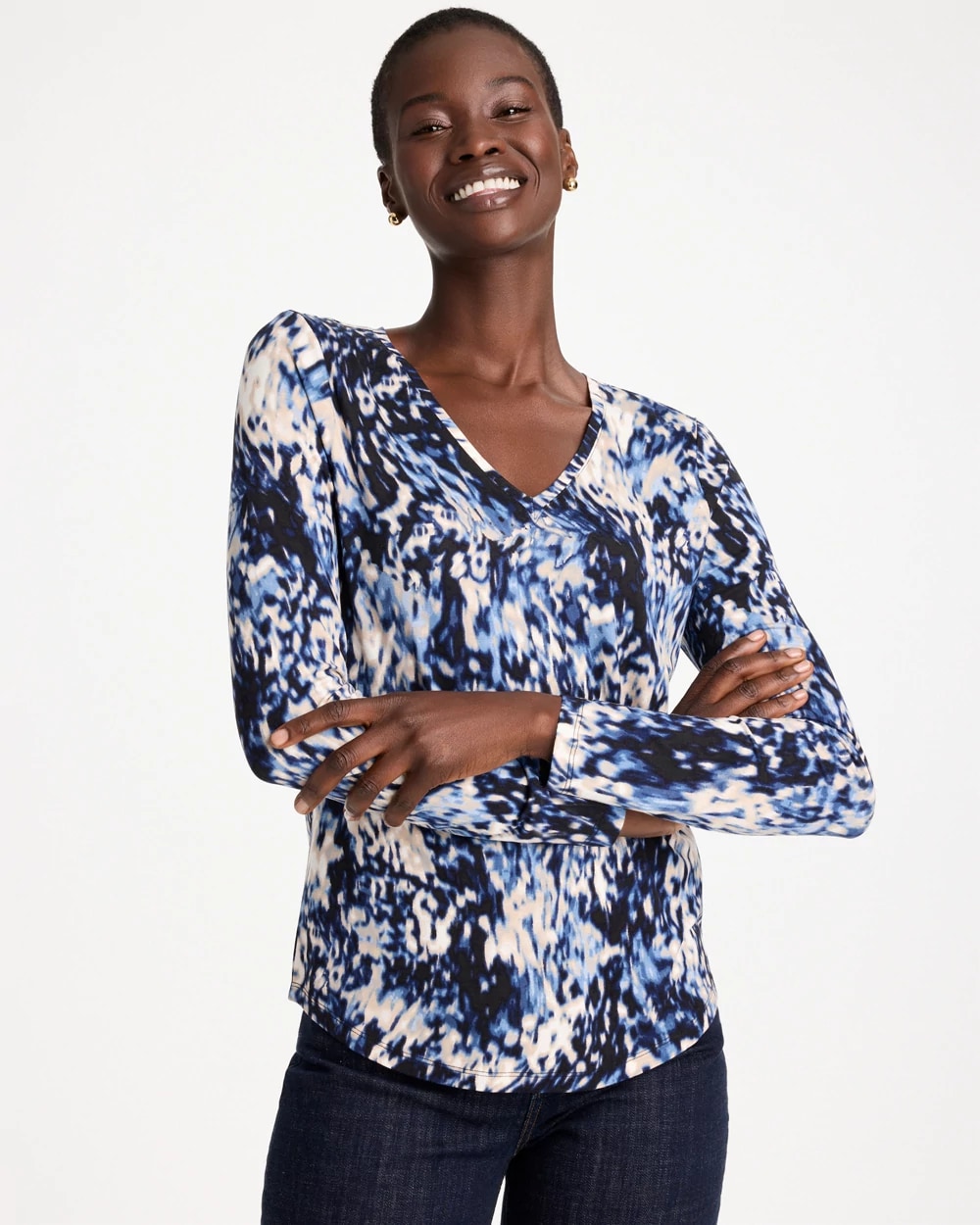 Swirled Touch of Cool™ V-Neck Layering Tee