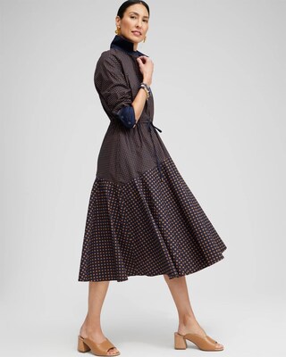 Asymmetrical Mixed Print Shirt Dress