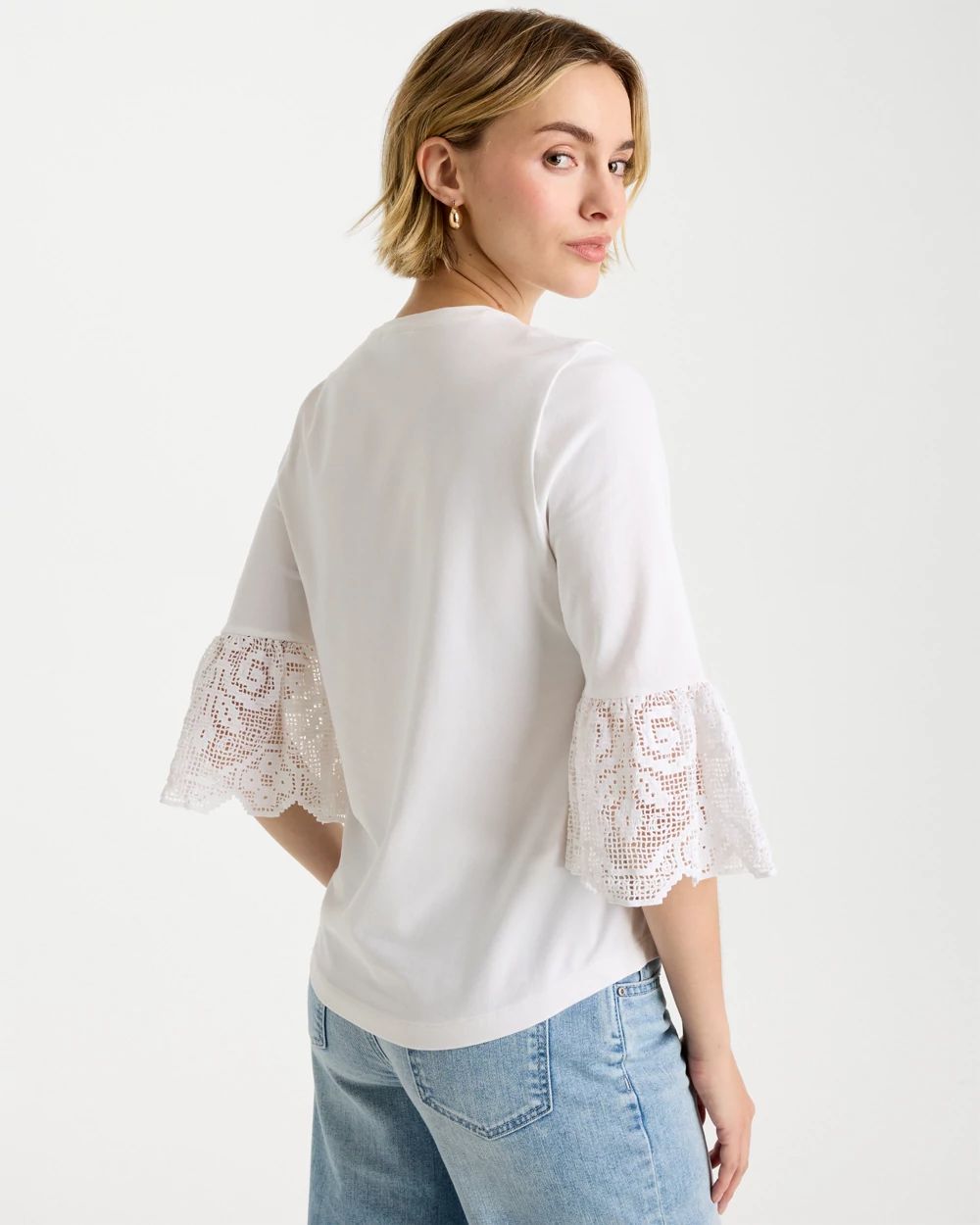 Cotton Lace Flutter Sleeve Tee