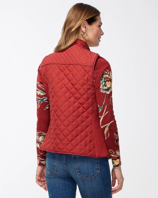 Rib Trim Quilted Vest