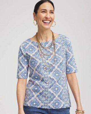 Medallion Pima Bateau-Neck Tee