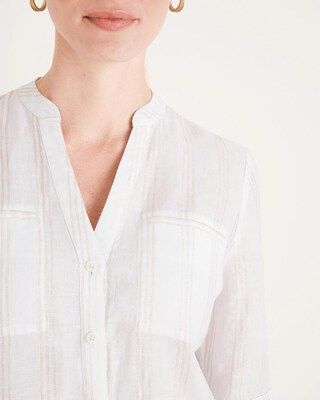 Metallic Stripe Camp Shirt