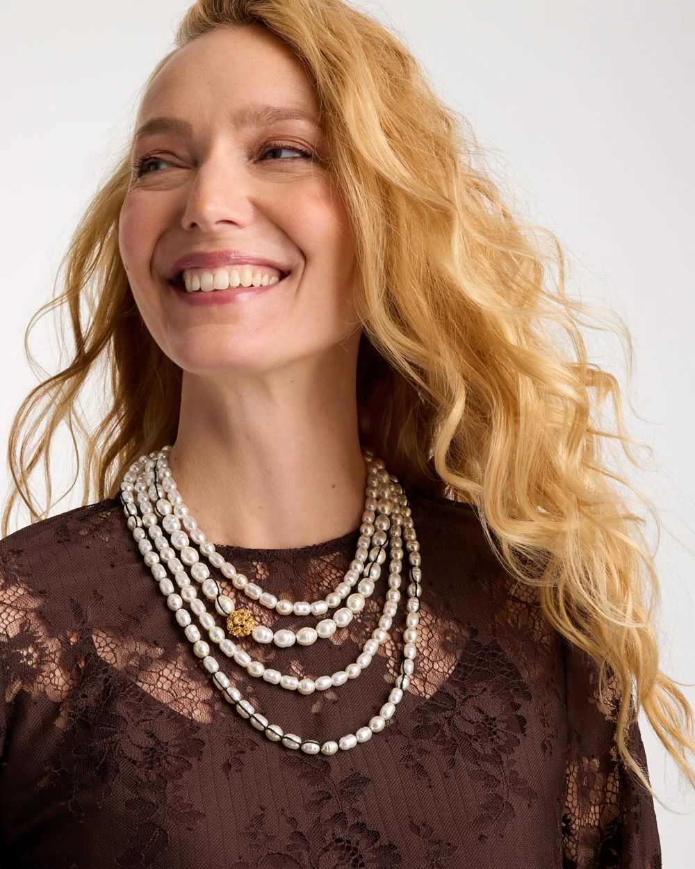 Multi-Strand Faux Pearl Necklace click to view larger image.