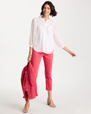 Cutwork Trim Chiffon Blouse click to view larger image.