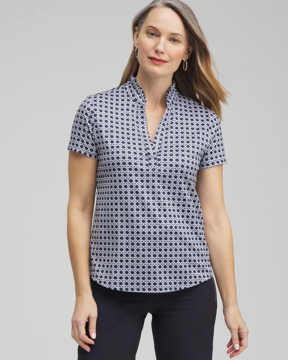 ® UPF Cane Ruffle Neck Polo
