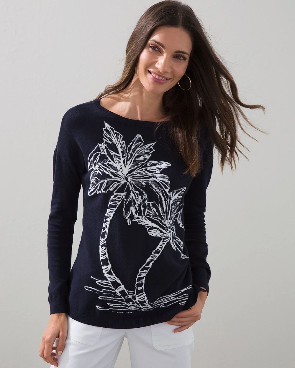 Jacquard Palm Tree Pullover
